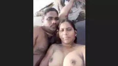 Tamil couple having nude river bath in open field