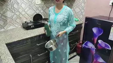 Desi Indian Big Boobs step Mom teaches her StepSon How to fuck in kitchen ( Hindi Audio )