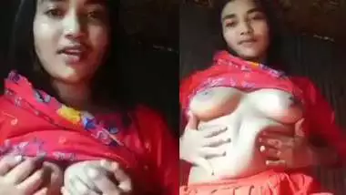 Village girl pressing boobs topless viral show